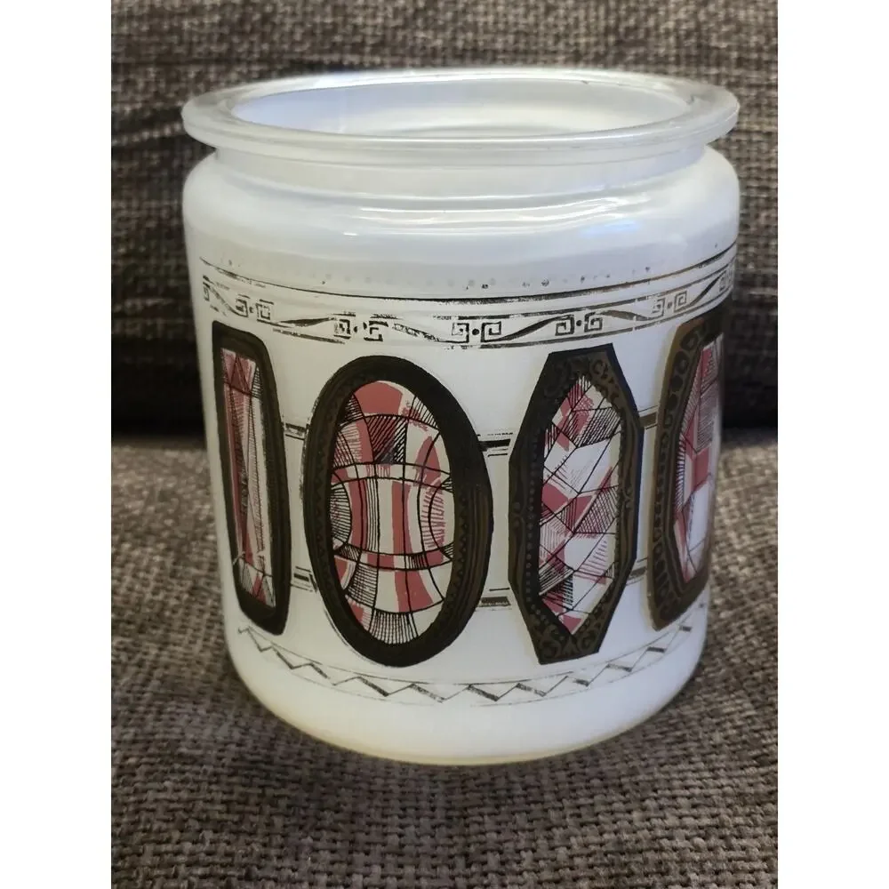 Vintage Mid-Century Modern White Geometric Design Harry Sternberg Jar 7.5'' MCM